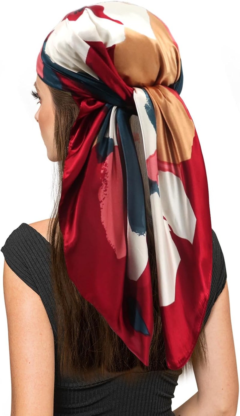 vimate 35" Square Silk Like Head Scarf - Women's Fashion Silk Feeling Scarf for Hair Wrapping and Sleeping at Night. - Image 4
